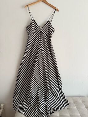 Banana Republic Black and White Striped Spaghetti Strap Maxi Dress